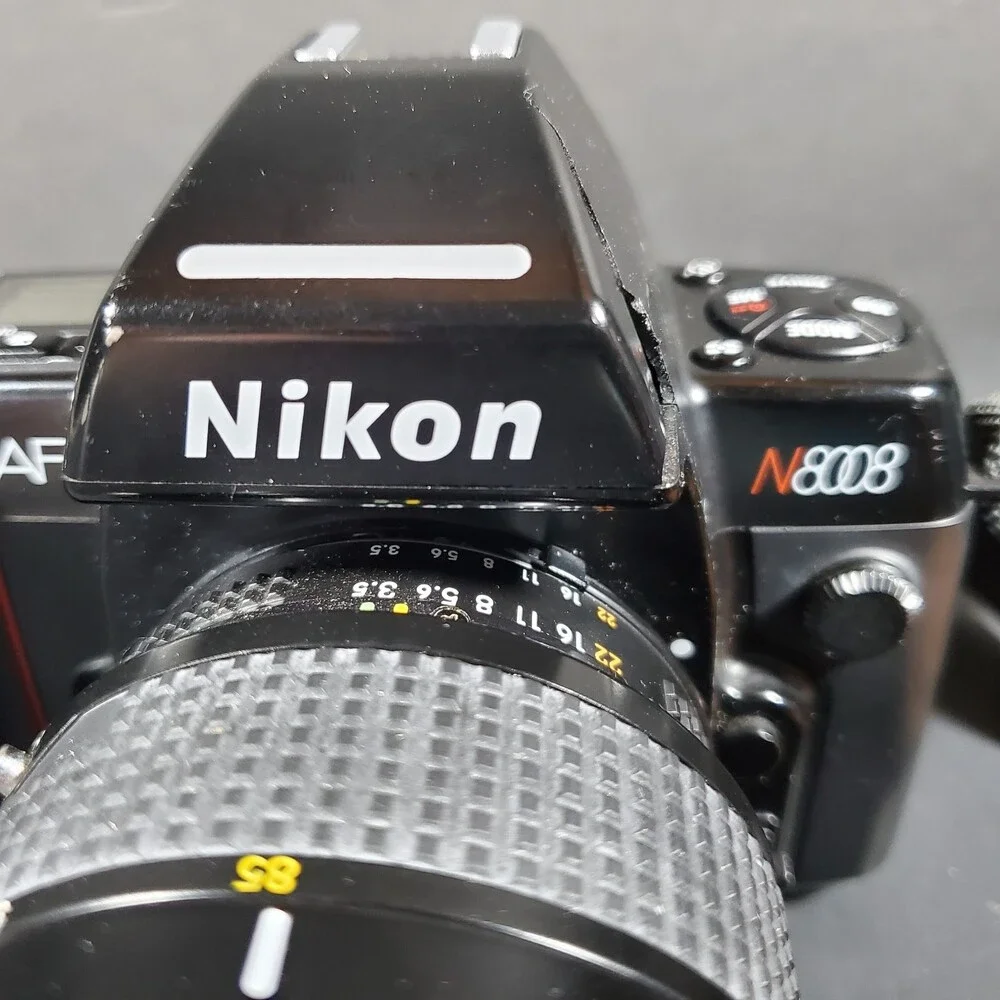Vtg Nikon AF N8008 35mm SLR Film Camera, AF Nikkor 28-85mm Lens, Tested Working